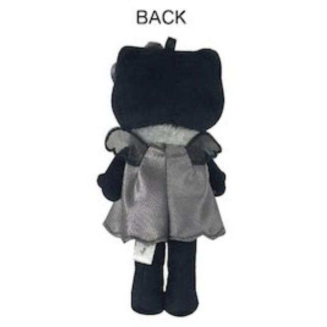 過生活IP訂購 三麗鷗 HelloKitty 凱蒂貓 愛心扣環絨毛長腿玩偶吊飾 黑天使 黑 灰階黑天使系列 11410-細節圖6