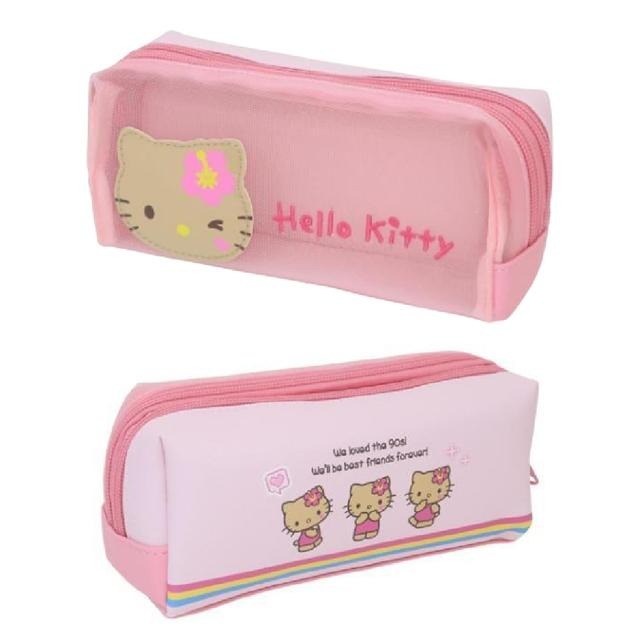 過生活IP訂購 三麗鷗 HelloKitty 凱蒂貓 網紗方形雙拉鍊筆袋 千禧Y2K 11410-細節圖5