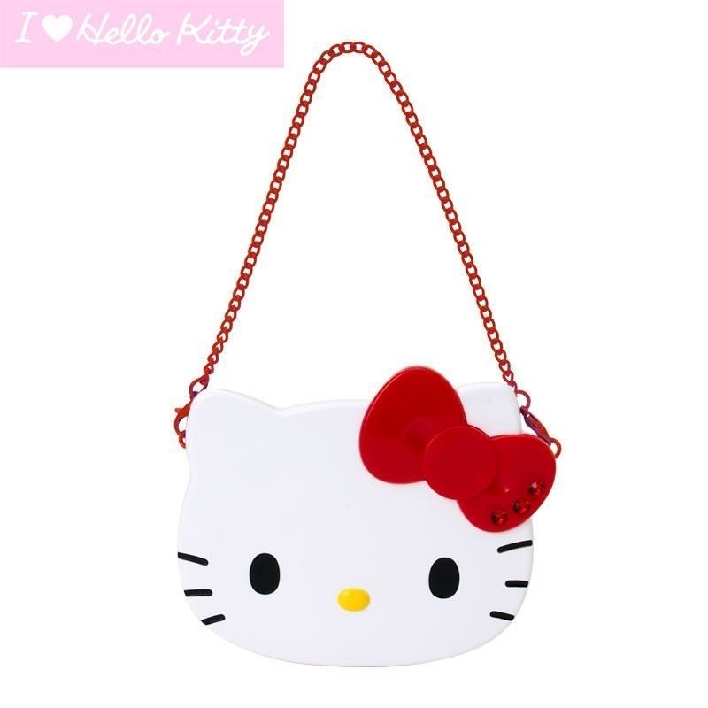 過生活IP訂購 三麗鷗 HelloKitty 凱蒂貓 造型摺疊鏡附練 I love Hello kitty 6M41-細節圖3