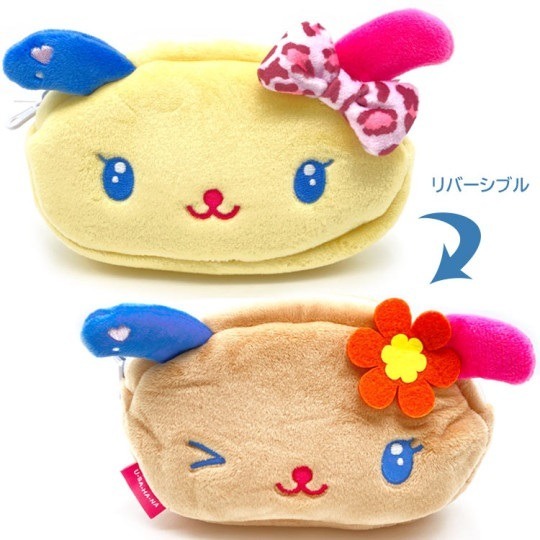 過生活IP訂購 三麗鷗 花小兔 絨毛造型雙面筆袋 古銅辣妹 小花兔 6M45-細節圖3