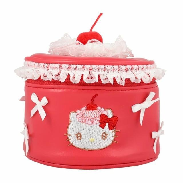過生活IP訂購 三麗鷗 粧美堂 蛋糕造型皮質化妝包 櫻桃鮮奶油 HelloKitty 美樂蒂 酷洛米 雙子星 6A23-細節圖3