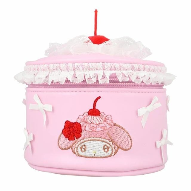 過生活IP訂購 三麗鷗 粧美堂 蛋糕造型皮質化妝包 櫻桃鮮奶油 HelloKitty 美樂蒂 酷洛米 雙子星 6A23-細節圖4