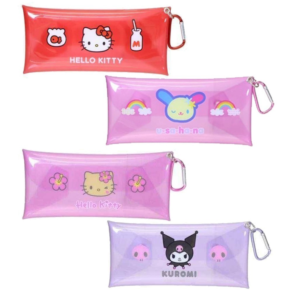過生活IP訂購 三麗鷗 透明扁平筆袋附扣環 HelloKitty 酷洛米 花小兔 6O14R