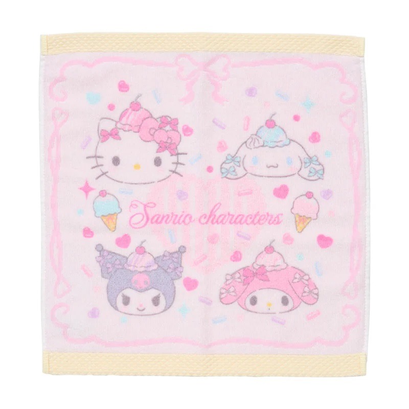 過生活IP訂購 三麗鷗 純棉方巾 冰淇淋店 夢幻冰淇淋店 HelloKitty 美樂蒂 大耳狗 酷洛米 6754-細節圖3
