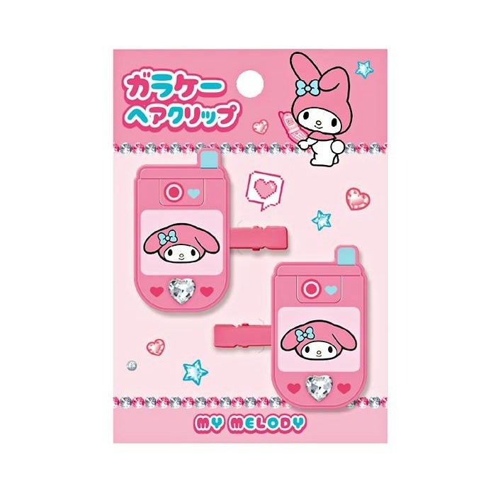 過生活IP訂購 三麗鷗 造型髮夾2入組 翻蓋手機款 HelloKitty 美樂蒂 大耳狗 酷洛米 花小兔 6857-細節圖5