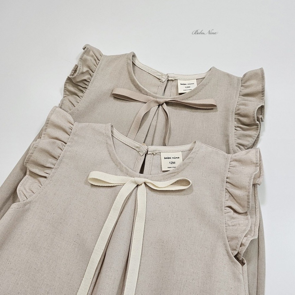 Bebe nine荷葉邊綁帶連身爬服-細節圖3