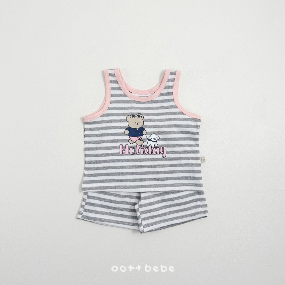 OOTTBEBE 條紋休閒套裝(上衣+褲子)-細節圖2