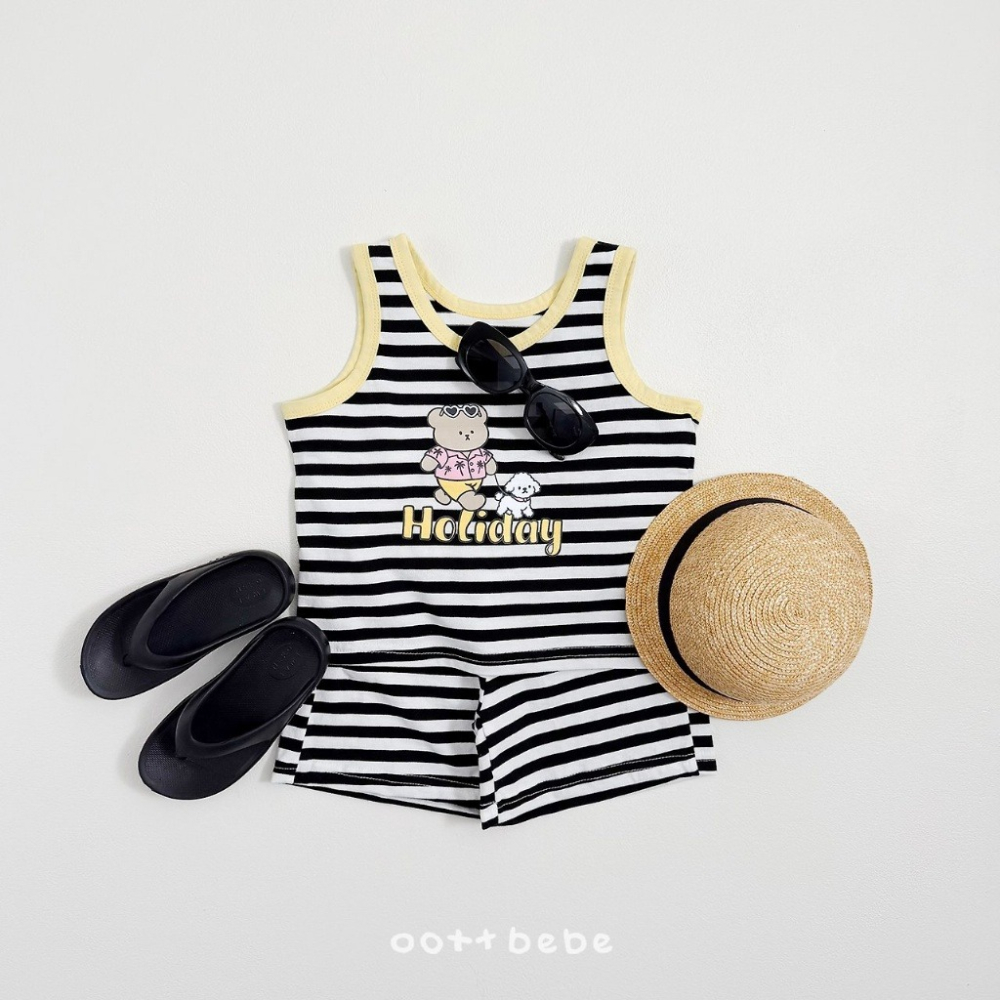 OOTTBEBE 條紋休閒套裝(上衣+褲子)-細節圖3