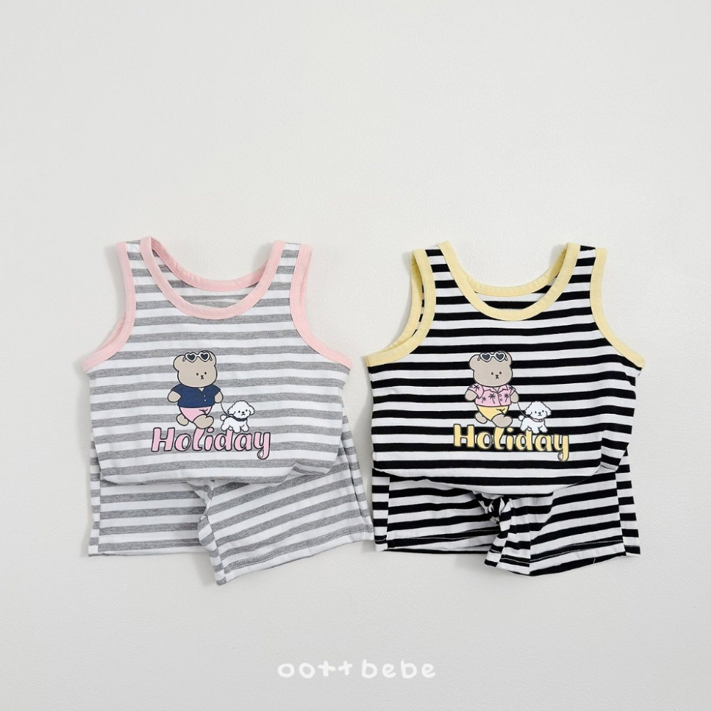 OOTTBEBE 條紋休閒套裝(上衣+褲子)-細節圖4
