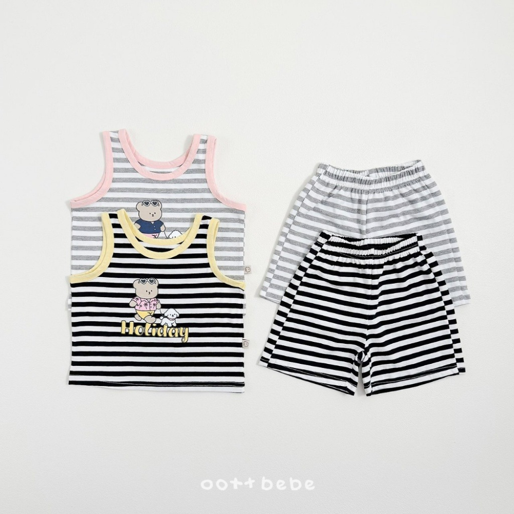 OOTTBEBE 條紋休閒套裝(上衣+褲子)-細節圖5