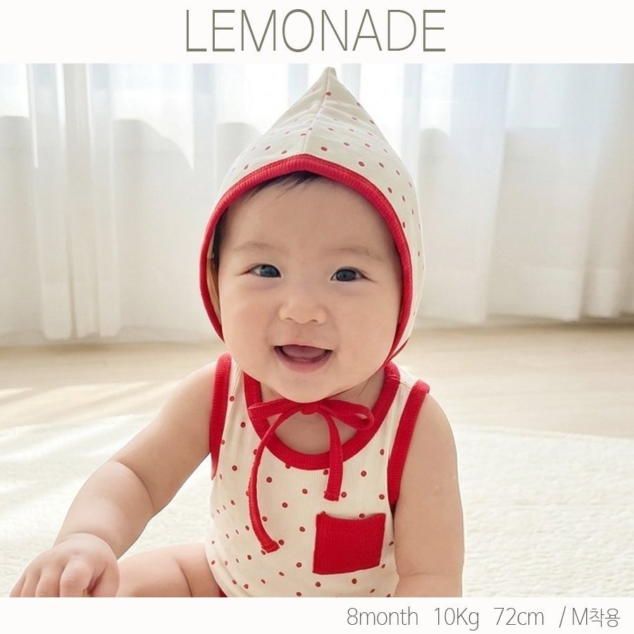 LEMONADE 點點無袖包屁衣(含帽子)-細節圖2