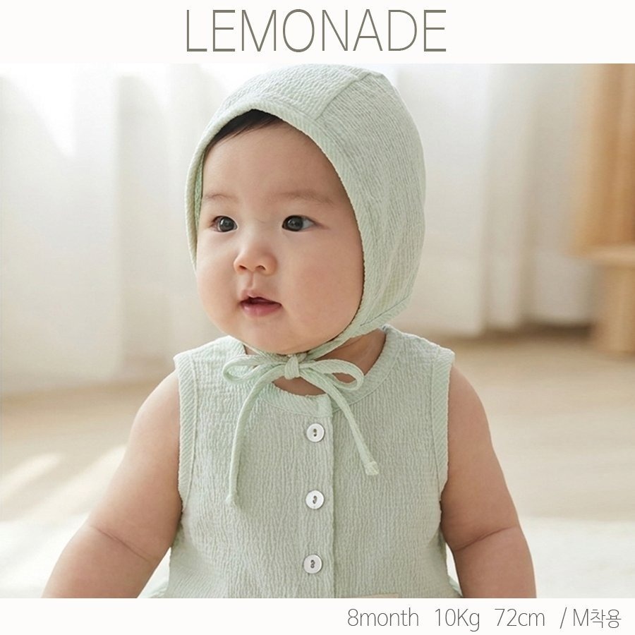 LEMONADE 無袖波紋包屁衣(含帽子)-細節圖2