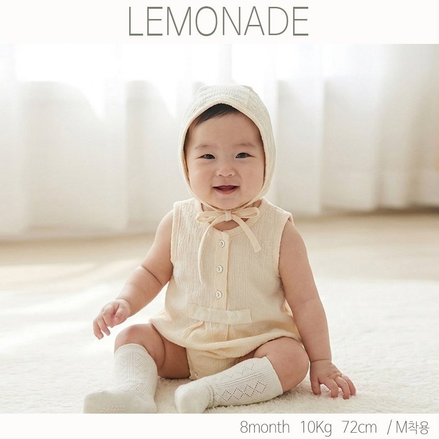 LEMONADE 無袖波紋包屁衣(含帽子)-細節圖4