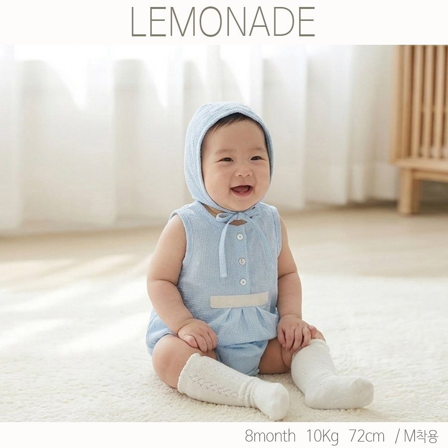 LEMONADE 無袖波紋包屁衣(含帽子)-細節圖5