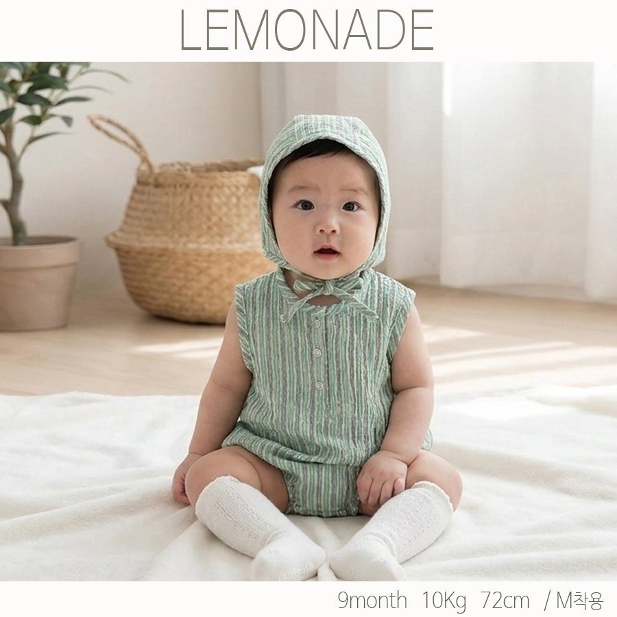 LEMONADE 直條包屁衣(含帽子)-細節圖2