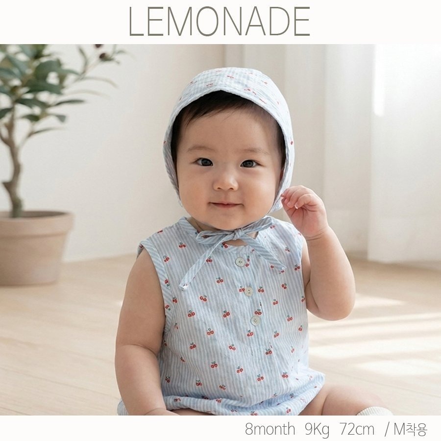 LEMONADE 櫻桃包屁衣套裝(含帽子)-細節圖2