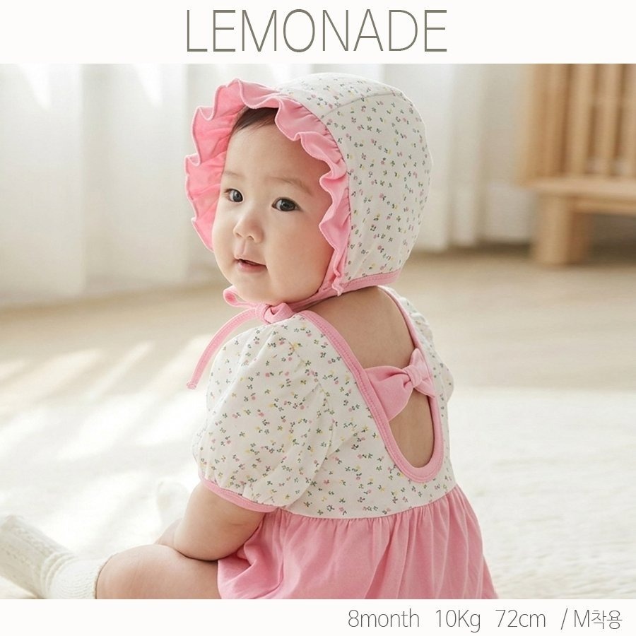 LEMONADE 露背蝴蝶結包屁衣套裝(含帽子)-細節圖4