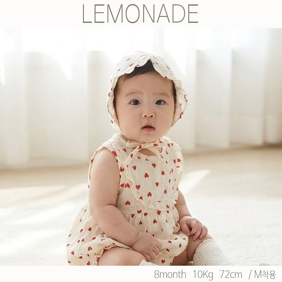 LEMONADE 無袖愛心包屁衣套裝(含帽子)-細節圖2