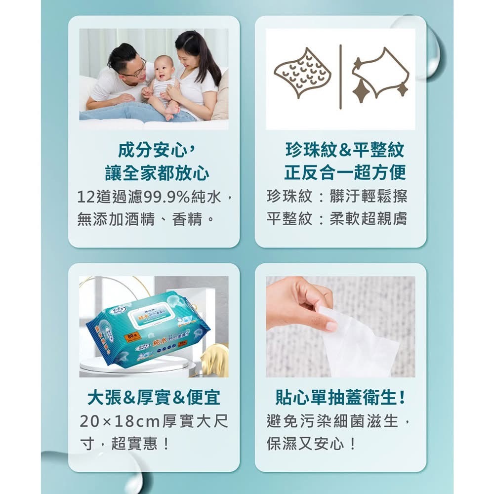 易立爽 純水99%柔濕巾 加厚款大尺寸 80抽/包-細節圖4