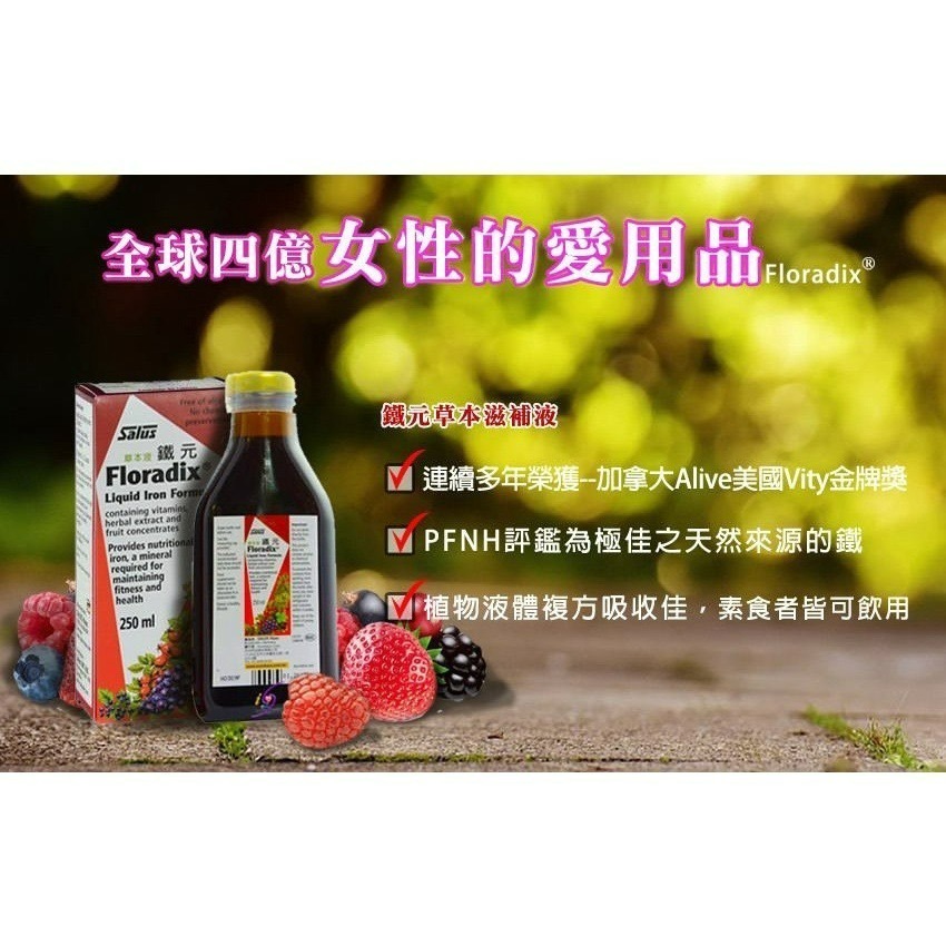 鐵元草本滋補液－－－天然鐵劑Floradix 250ml 六瓶優惠組(臺灣版德國原裝植物鐵劑)-細節圖2