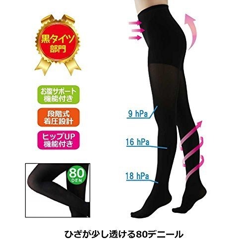 【寶寶王國】日本製【TRAIN】女の欲望 褲襪 裏起毛黑褲襪 CALORIE OFF美腿壓力襪 小豬襪-細節圖5