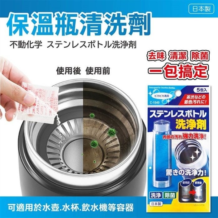 【寶寶王國】日本製 SANADA不動化學 不鏽鋼保溫瓶洗淨劑 3L大型熱水瓶洗淨劑 清洗劑-細節圖2