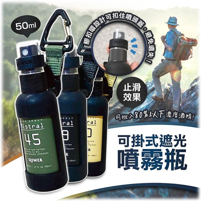 【寶寶王國】日本【Slower】可掛式遮光噴霧瓶 酒精噴霧瓶 分裝瓶 50ml 80ml 筆形隨身噴霧瓶3入組-細節圖2