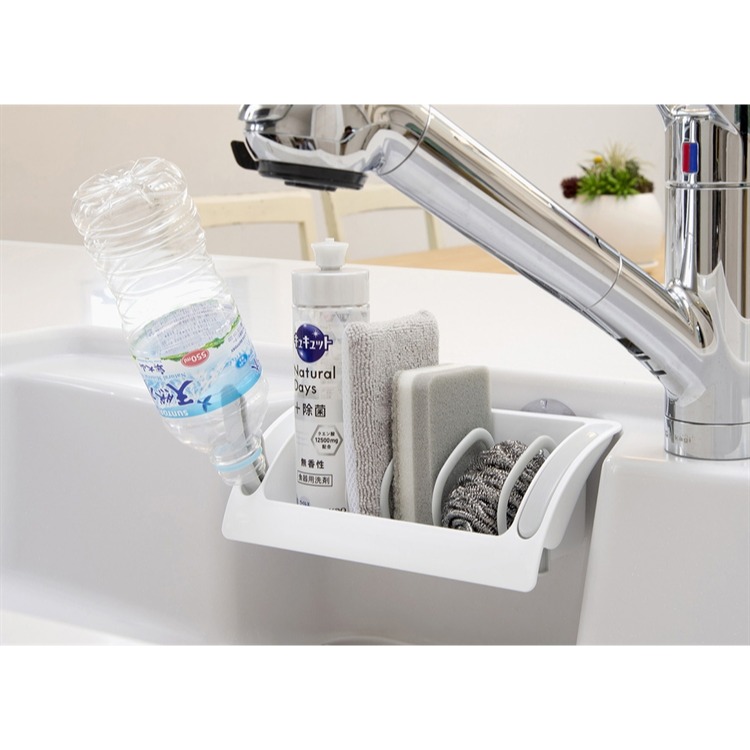 【寶寶王國】日本製 inomata 多功能吸盤式瀝水置物架 可調整海綿架-細節圖3