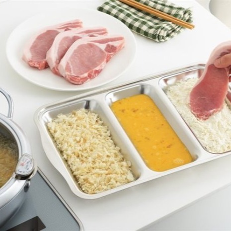 【寶寶王國】日本製【YOSHIKAWA】不鏽鋼三連分隔盤 備料盤 分隔盤 料理盤 (深型) 1 直購-細節圖4