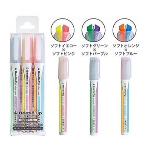 【寶寶王國】日本製 KOKUYO Beetle Tip 獨角仙雙色螢光筆-細節圖3