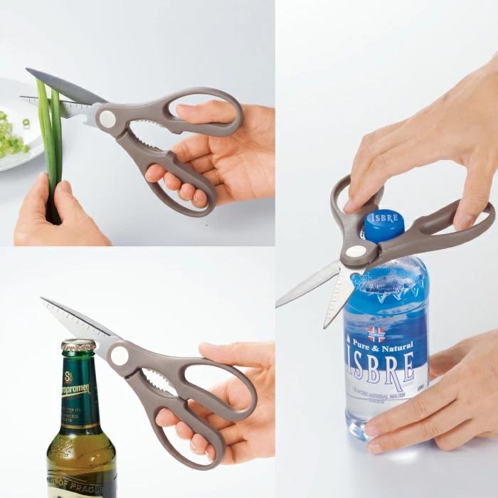 【寶寶王國】日本【丸辰】4in1廚房剪刀(附磁吸收納盒) 灰色、藍色 ，隨機出貨-細節圖4