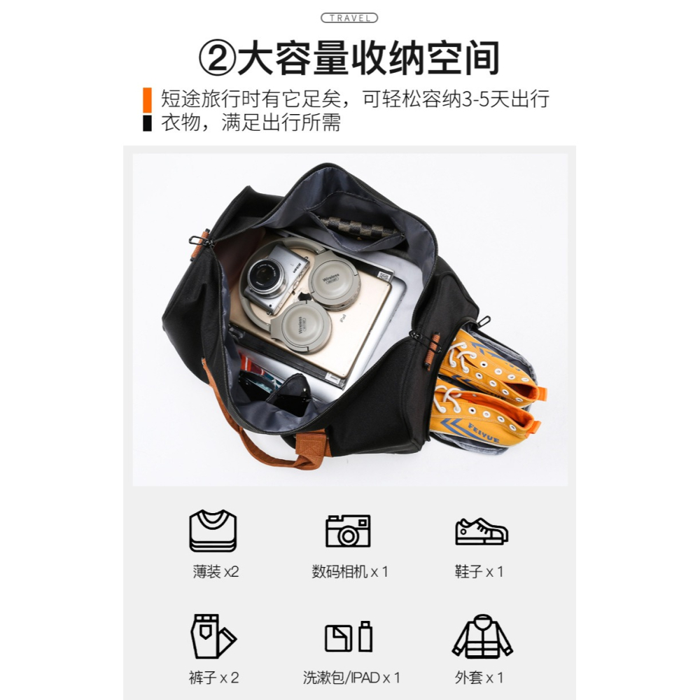 【BBandS】台灣現貨速發-大容量 行李袋 時尚健身包 休閒手提袋 運動手提袋 手提旅行袋 健身背包 行李包 手提行李-細節圖4