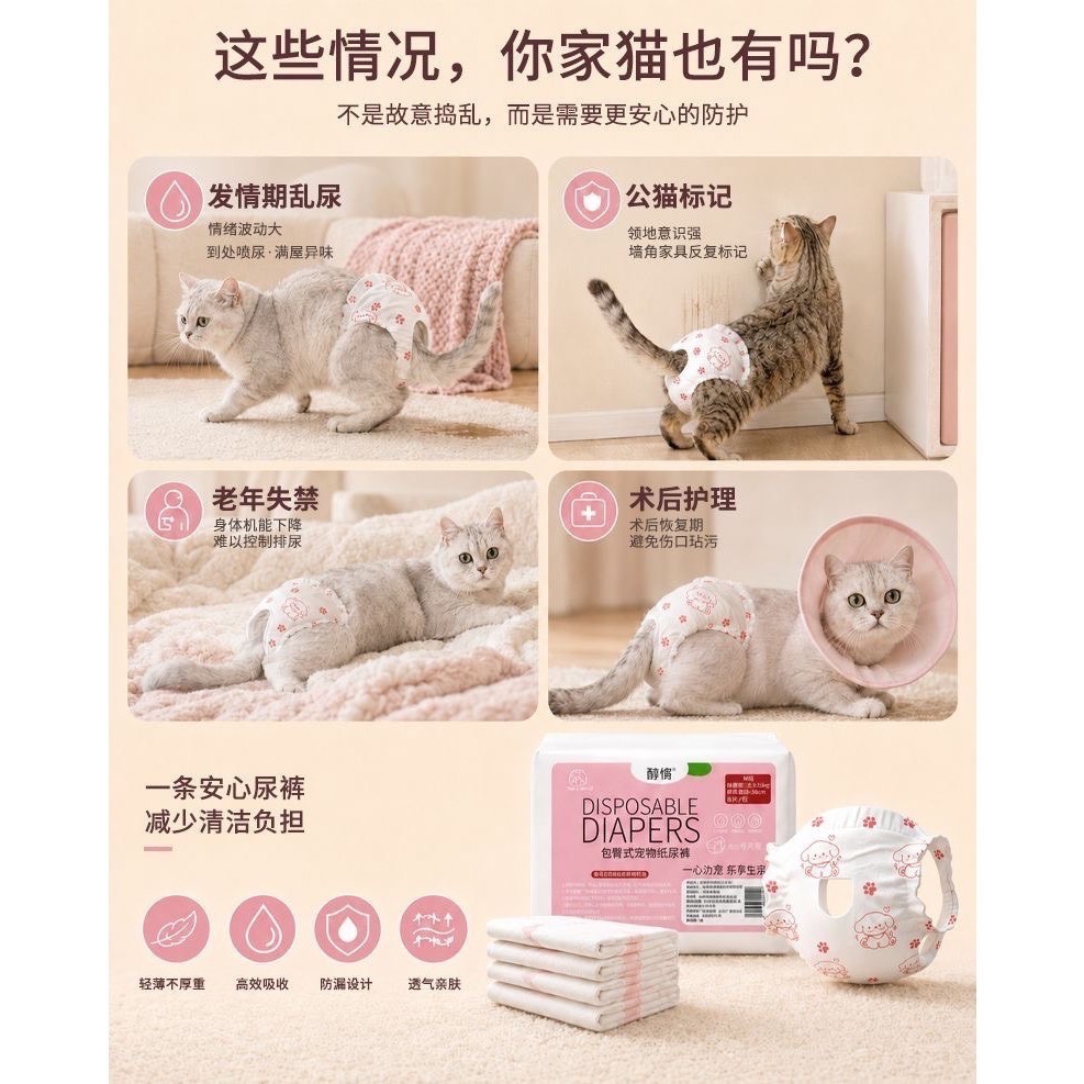 貓咪專用紙尿褲環腰式尿不濕公母貓-細節圖8