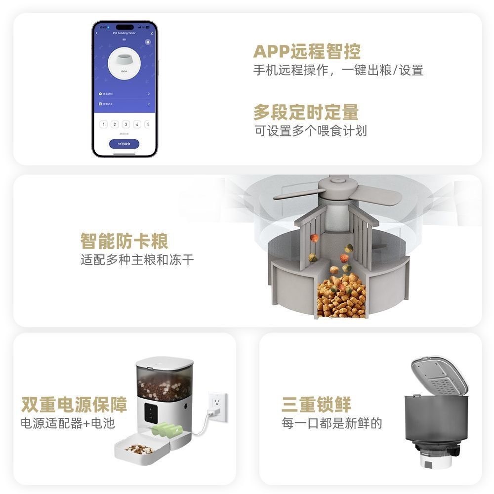 悟棟寵物自動餵食器貓狗定時定量投食 wifi貓咪智慧遠端控制餵食機-細節圖4