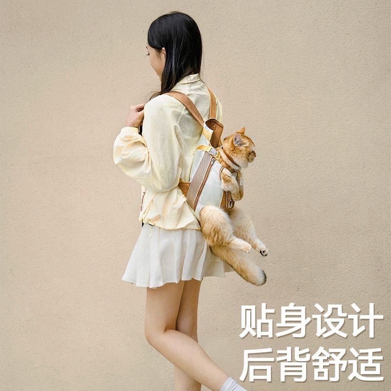 寵物背包外出便攜雙肩狗包胸前背帶透氣騎行小狗貓咪包-細節圖3