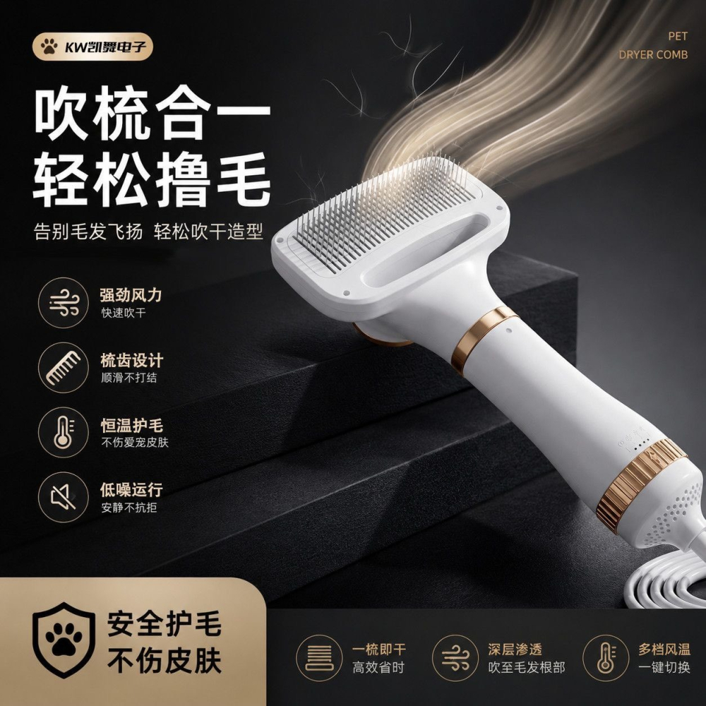 寵物拉毛吹風機狗狗貓咪通用蓬鬆速乾梳毛器寵物洗澡吹梳-細節圖2