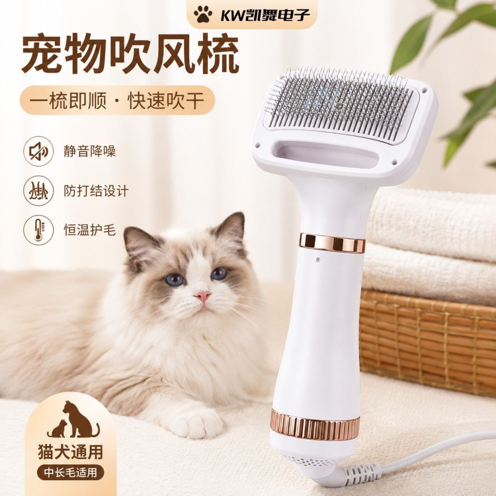 寵物拉毛吹風機狗狗貓咪通用蓬鬆速乾梳毛器寵物洗澡吹梳-細節圖8