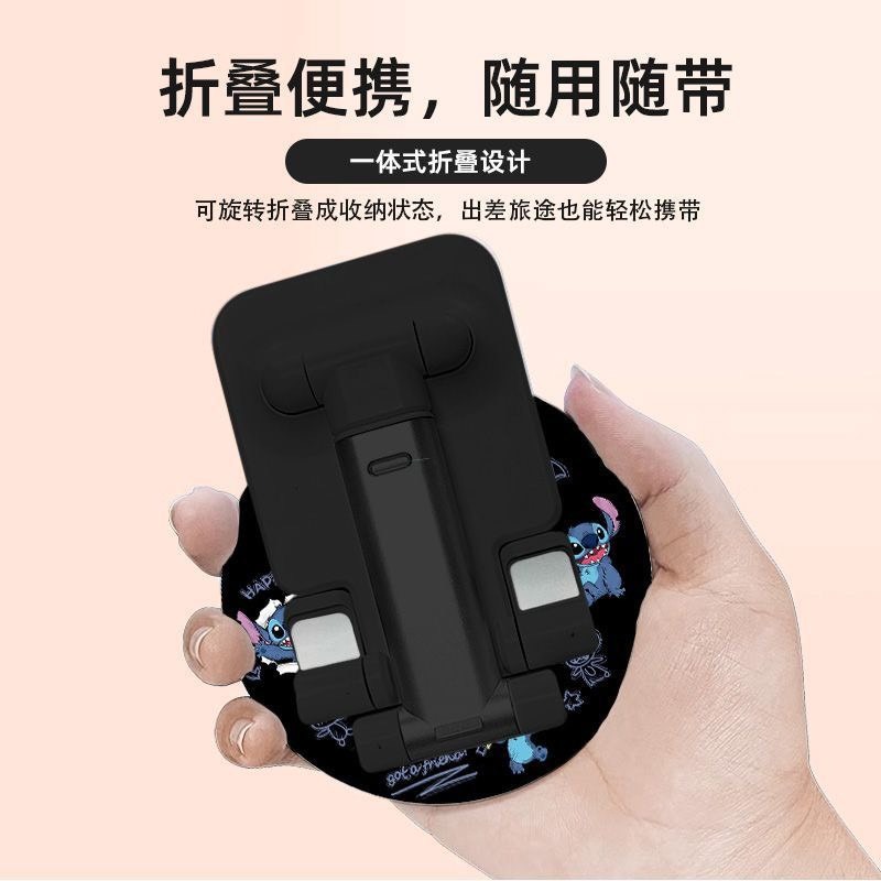史迪仔360旋轉手機支架桌面金屬可升降折疊追劇床頭便攜手機支架-細節圖7