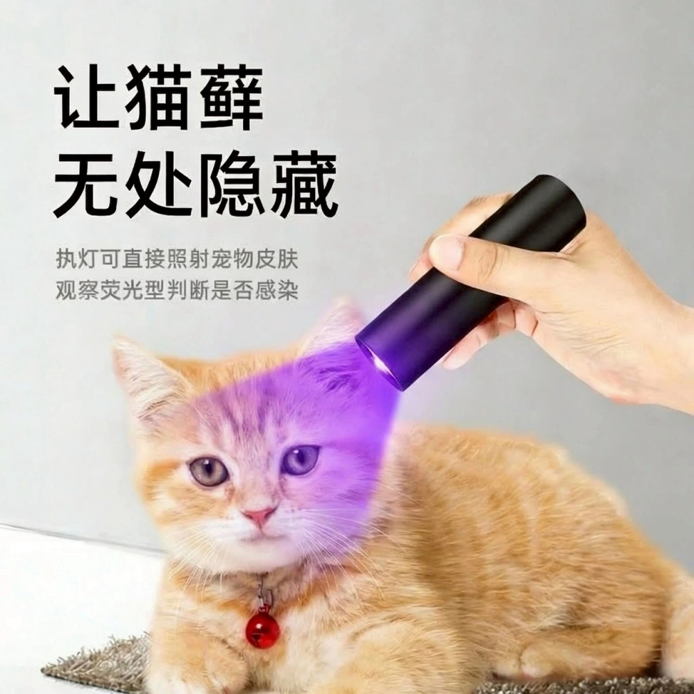 伍德貓蘚燈寵物真菌UV檢測可充電手電筒黑科技伍德氏檢測燈-細節圖4