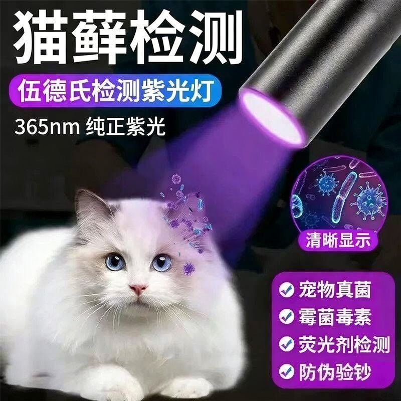 伍德貓蘚燈寵物真菌UV檢測可充電手電筒黑科技伍德氏檢測燈-細節圖10