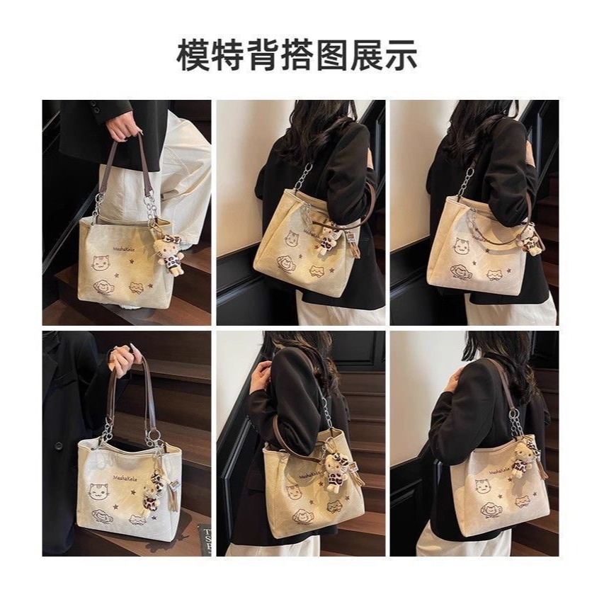 小眾新款時尚休閒拎百搭通勤托特大容量學生上課單肩腋下-細節圖11