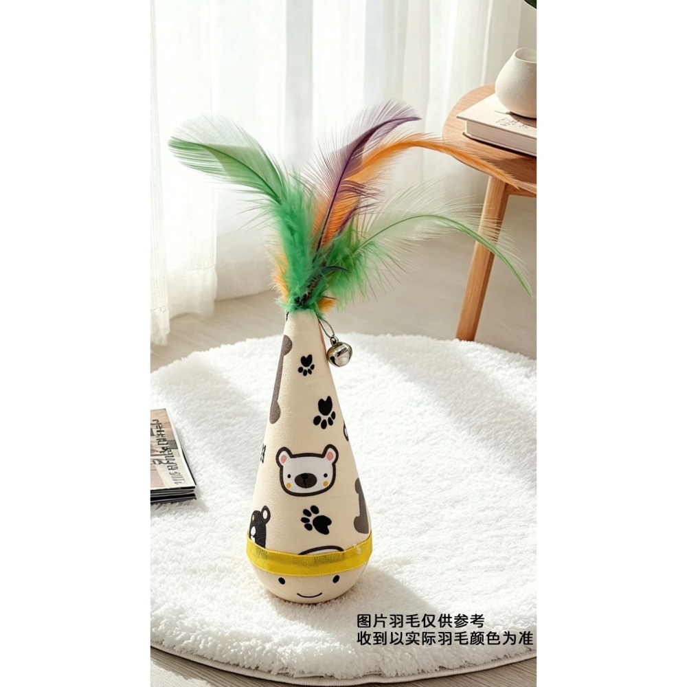 360°實木旋轉不倒翁逗貓棒貓咪自嗨解悶耐抓耐磨貓咪玩具-細節圖10