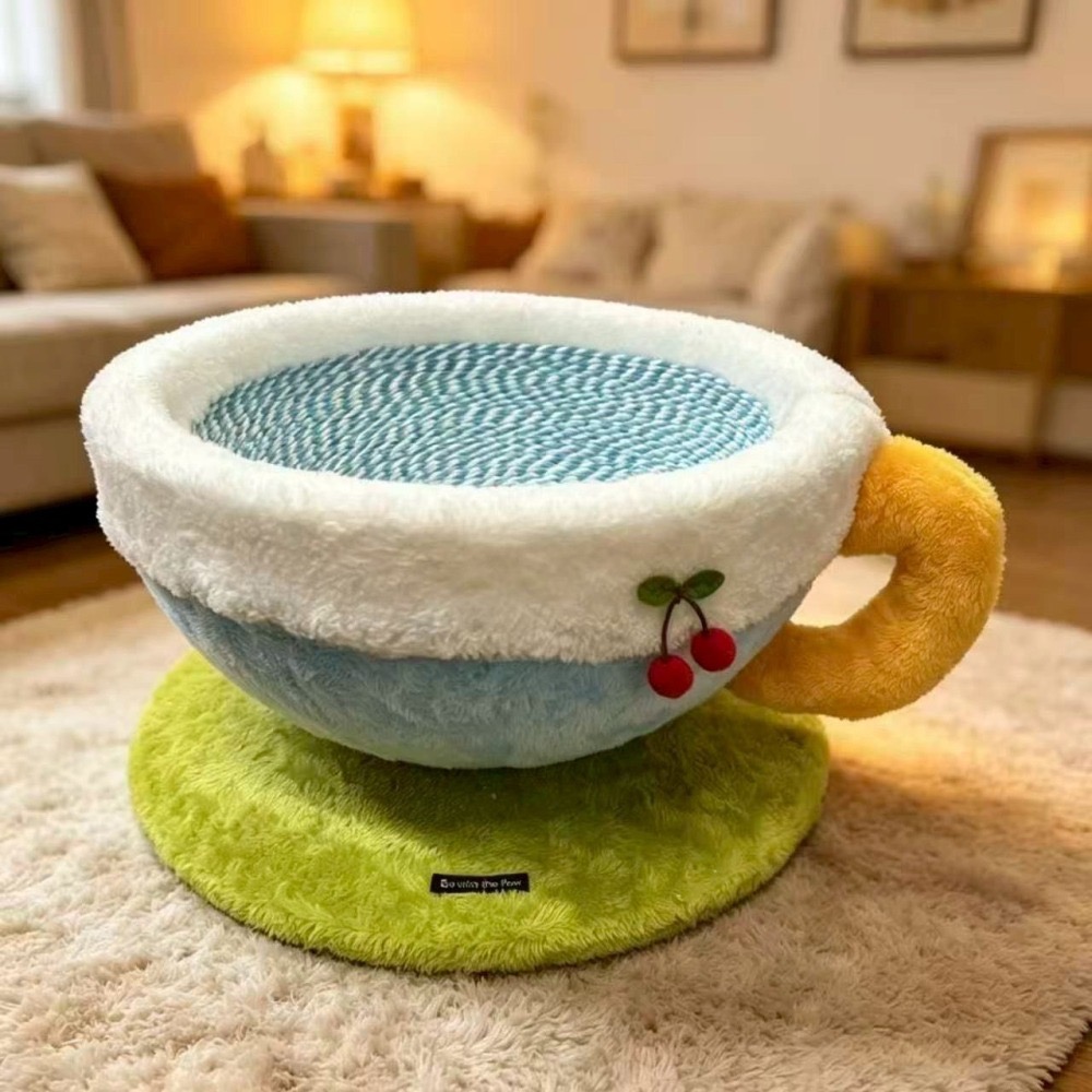 茶杯貓窩夏日涼席安全感貓咪抓板貓沙發四季通用小貓睡覺的貓咪玩具-細節圖5