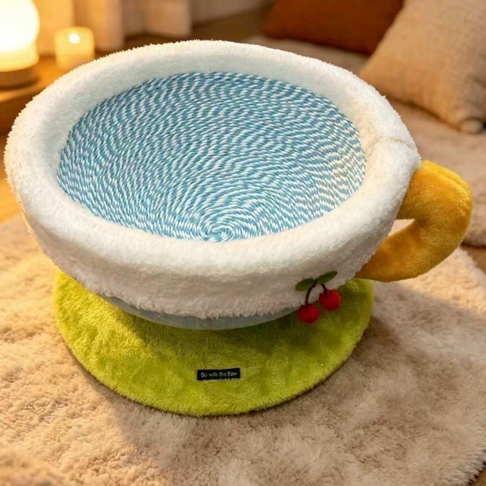 茶杯貓窩夏日涼席安全感貓咪抓板貓沙發四季通用小貓睡覺的貓咪玩具-規格圖11
