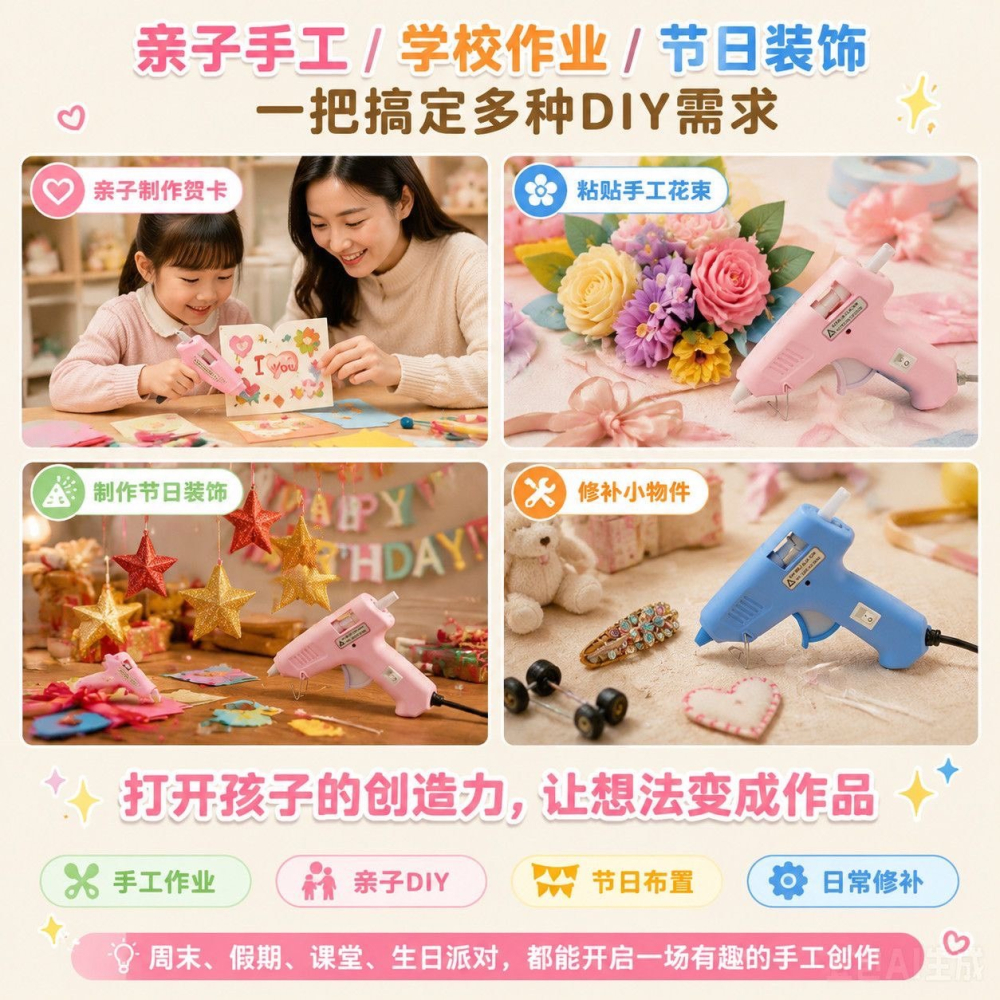 2026新款黏膠工具熱熔膠槍膠棒7mm直徑 DIY 學生宿舍家用手工小膠槍-細節圖5