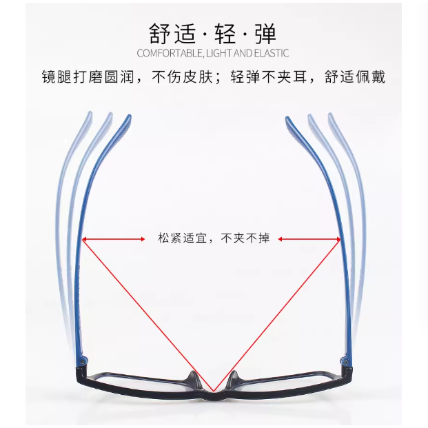 老花眼鏡 |輕彈黑藍 老花眼鏡 |時尚復古 平光眼鏡 |舒適柔韌 不夾鏡架 |藍光安全清晰鏡片 |台灣出貨-細節圖8