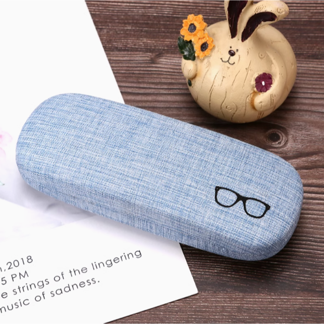 藍色棉麻眼鏡盒
