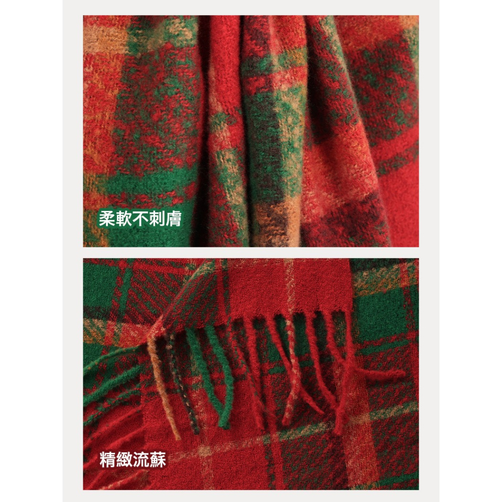 秋冬圍巾披肩兩用 流蘇圍巾 流蘇款披肩 保暖圍脖 韓版圍巾 百搭圍巾 針織格子圍巾 聖誕風圍巾 格子圍巾 冬天保暖 保暖-細節圖4