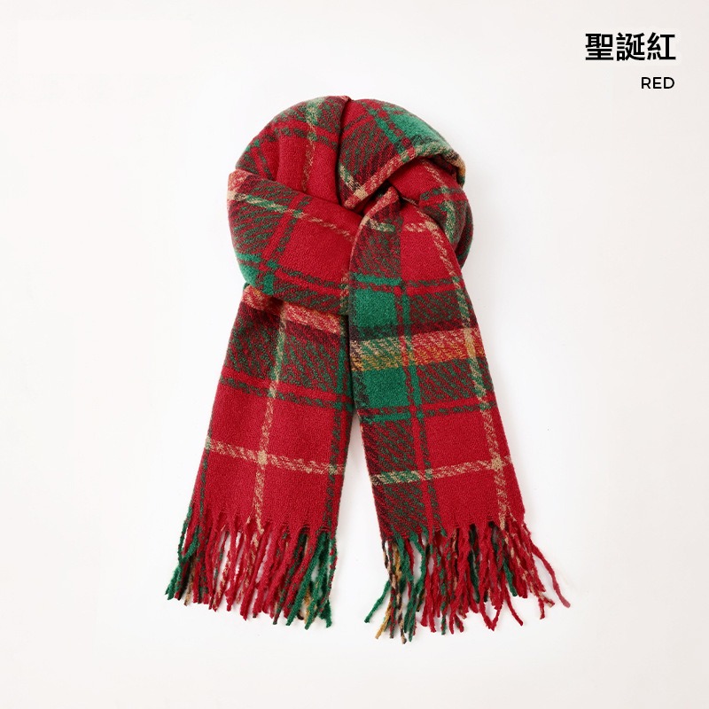 秋冬圍巾披肩兩用 流蘇圍巾 流蘇款披肩 保暖圍脖 韓版圍巾 百搭圍巾 針織格子圍巾 聖誕風圍巾 格子圍巾 冬天保暖 保暖-規格圖9