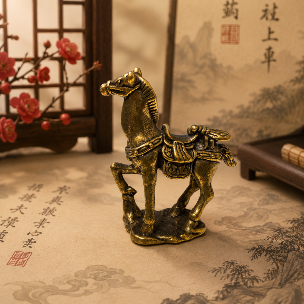 【SPSP】馬上贏擺件 業績長紅 青銅復古質感 招財馬上有錢 辦公室桌上風水開運 招財事業馬到成功 工藝品裝飾 風水擺件-細節圖2